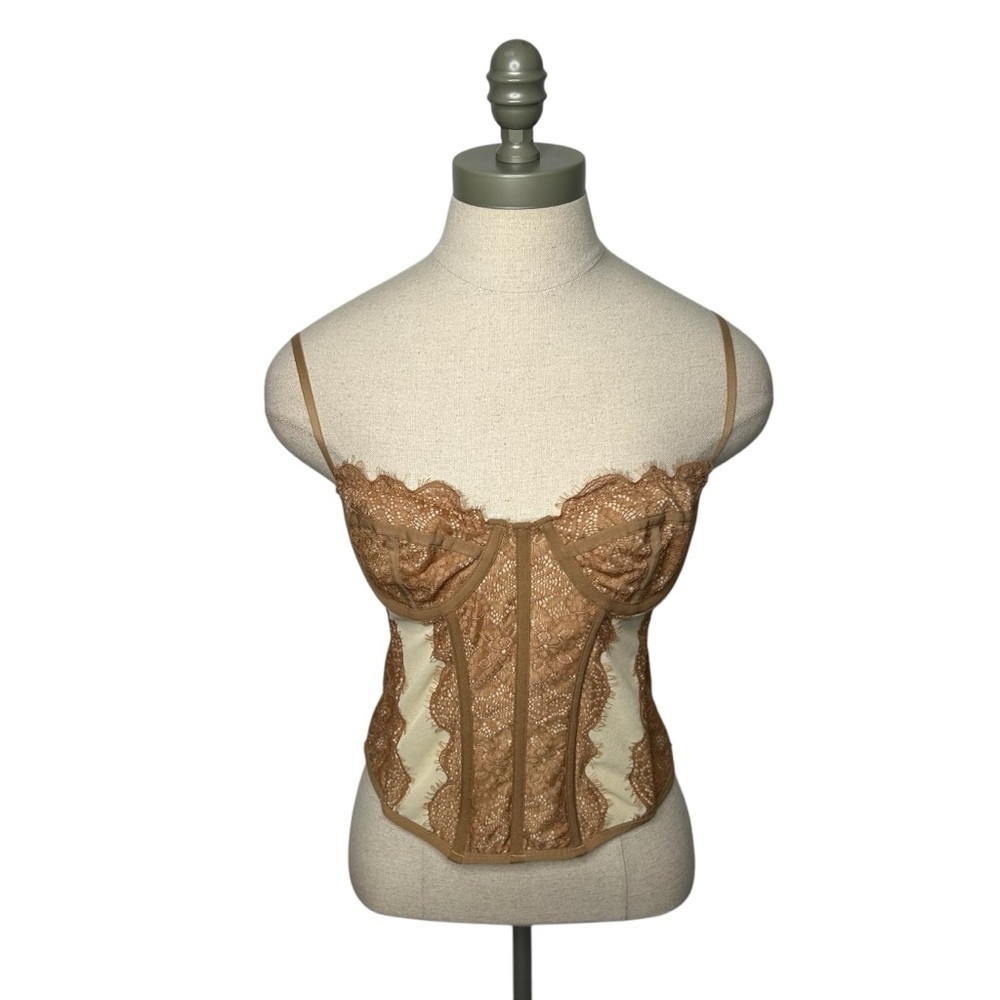 Urban Outfitters Out From Under Modern Love Corset in Neutral Tan Size Large - Picture 2 of 11